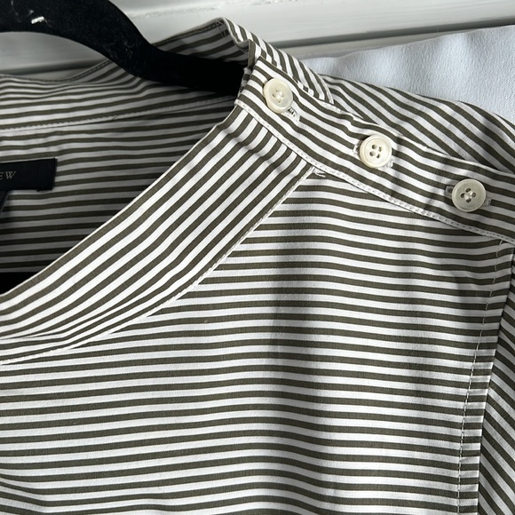 J. Crew Womens Funnelneck Striped Shirt Sz 12 Black & White Long Sleeve High Low - Picture 9 of 14